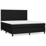 Cumpara ieftin Pat box spring cu saltea, negru, 160x200 cm, textil