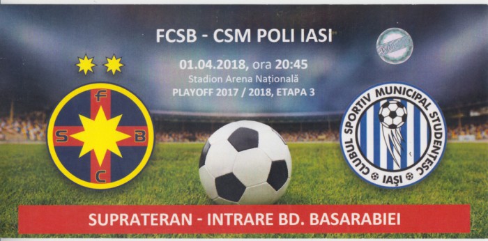 QW13 8 - Bilet acces parcare - FCSB Steaua - CSM Poli IasiI - 01 aprilie 2018