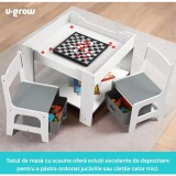 Set masuta si 2 scaune , alb MDF, U-Grow