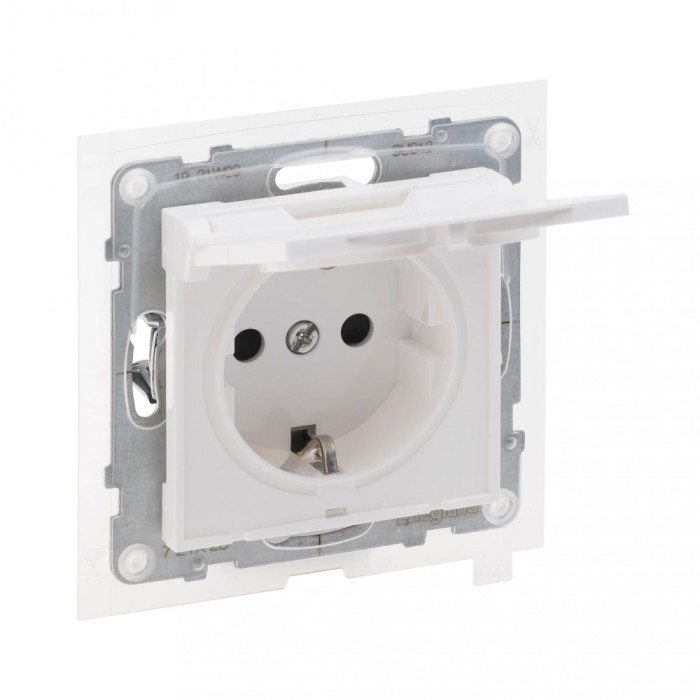 Priza schuko simpla cu capac 2P+T IP44 Legrand Suno alb 721123