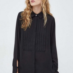 Bruuns Bazaar camasa femei, culoarea negru, cu guler clasic, regular