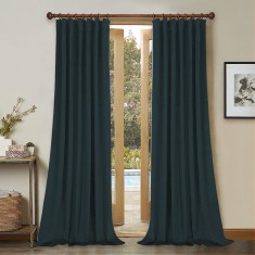 Draperie din catifea cu rejansa din bumbac tip fagure, Madison, 150x220 cm, densitate 700 g/ml, Denim, 1 buc