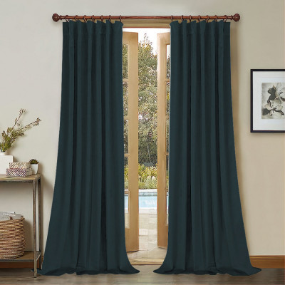 Draperie din catifea cu rejansa din bumbac tip fagure, Madison, 150x270 cm, densitate 700 g/ml, Denim, 1 buc foto