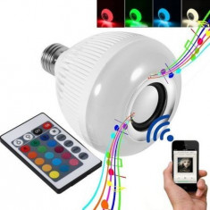 Bec becuri led Smart Dimmable Bluetooth cu difuzor 3W si telecomanda foto