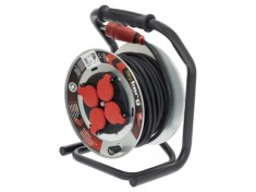 Prelungitor alimentare KERG 3x1,5mm2 bobinat cu 4 prize, negru