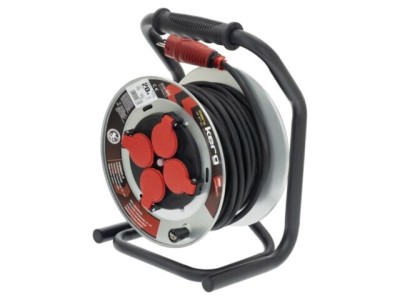 Prelungitor alimentare KERG 3x1,5mm2 bobinat cu 4 prize, negru foto