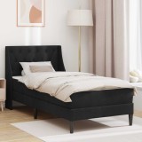 vidaXL Cadru de pat cu saltea cu headboard Negru 90 x 190 cm Catifea 3414769