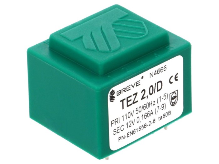 Transformator &icirc;ncapsulat 2VA 110VAC 12V PCB