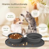 Cumpara ieftin Bol pentru hrana si apa pliabil , Design Atractiv,Pliabil, 46 x 18 Cm, 250 Ml, Dimensiune L, Culoare Gri