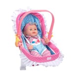 Papusa Bebelus cu port bebe si 10 sunete, Roz, 35.5 cm, ATU-088586, Oem