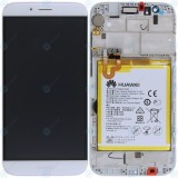 Huawei G8 (RIO-L01) Capac frontal modul display + LCD + digitizer + baterie argintie 02350KJG