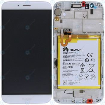 Huawei G8 (RIO-L01) Capac frontal modul display + LCD + digitizer + baterie argintie 02350KJG foto