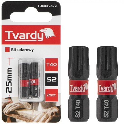 Set biti de impact T40, 25 mm S2, 2 bucati, Tvardy T00181-25-2 foto