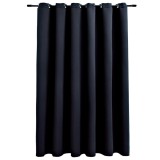 Draperie opaca cu inele metalice, negru, 290 x 245 cm