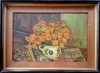 Maria POPESCU ROGOZ-Crăiţe &icirc;n vas tradiţional, pictură veche &icirc;n ulei, Flori, Realism