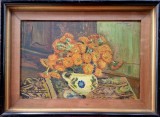 Cumpara ieftin Maria POPESCU ROGOZ-Crăiţe &icirc;n vas tradiţional, pictură veche &icirc;n ulei, Flori, Realism