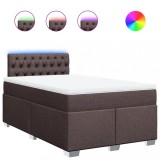 Cumpara ieftin Pat box spring cu saltea, maro inchis, 120x190 cm, textil