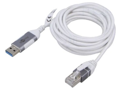 Cablu USB 3.0 RJ45 15m alb Goobay foto