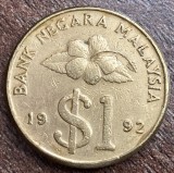 C50 - Moneda foarte veche - Malaezia - 1 dolar - 1992