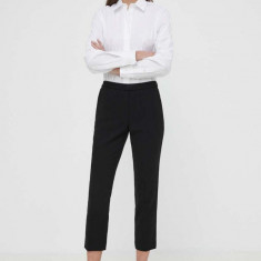 Theory pantaloni femei, culoarea negru, mulata, high waist