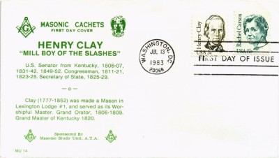 United States 1983 Masonic Cover HENRY CLAY - FIRST DAY OF ISSUE FDC K.298 foto