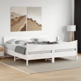 VidaXL Cadru de pat fără saltea, alb, 200x200 cm, lemn masiv pin
