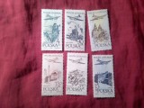 Serie Polonia 1957 Aviatie , 6 valori ,probleme la guma