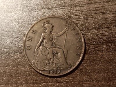 C50 - Moneda foarte veche - Anglia - one penny - 1913 foto