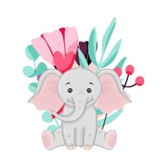 Sticker decorativ Elefant, Multicolor, 60 cm, 3244ST foto