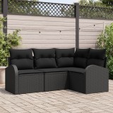Gossi set de canapea gradina 4 piese cu perne negru ratan poli