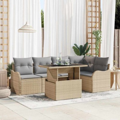vidaXL Set de canapele pentru grădină 6 pcs Bej 100 x 55 x 73 cm 3357203 foto