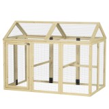 PawHut Adăpost pentru Găini de Exterior din Lemn, Cușcă cu Uși Multiple și Plasă Metalică, 140x88.5x106 cm, culoare Lemn | Aosom Romania