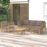 vidaXL Set mobilier de grădină cu perne gri taupe, 6 piese, bambus 3155115