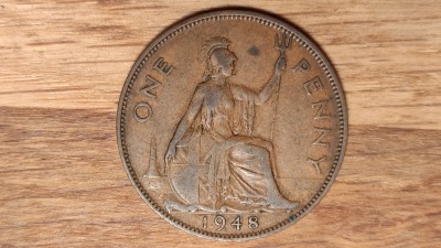 Marea Britanie - moneda de colectie - 1 penny 1948 - George VI - stare f buna foto