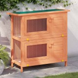 Cusca Iepuri Exterior 4 Usi Lemn VidaXL 90x45x89cm Maro Cusca Animale Mici