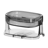 Savoniera cu suport 2 in 1, flippy, pentru perete sau blat, pet, scurgere optima, gritransparent