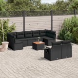 vidaXL Set canapele de grădină cu perne, 10 piese, negru, poliratan 3224711