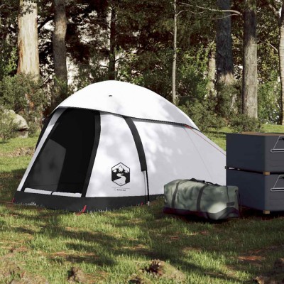 vidaXL Cort camping cupolă 1 persoană alb, țesătură opacă, impermeabil foto