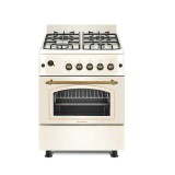 Aragaz rustic Studio Casa Sienna FE60/60G, rotisor, cuptor pe gaz, 4 arzatoare gaz, grill gaz, ventilator, gratare fonta, 60 cm, crem