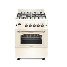 Aragaz rustic Studio Casa Sienna FE60/60G, rotisor, cuptor pe gaz, 4 arzatoare gaz, grill gaz, ventilator, gratare fonta, 60 cm, crem