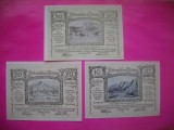HOPCT BANCNOTA NOTGELD NR 103 DURNSTEIN PE DUNARE -SET 3 BUC -10,20 SI 50 HELLER 1920 -AUSTRIA-UNC