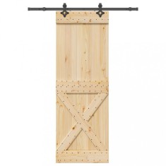Ușă glisantă cu set de feronerie 80x210 cm, lemn masiv de pin foto