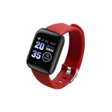 Ceas Smartwatch Techstar&reg; D13 Rosu, Bluetooth 4.0, Compatibil Android &amp; iOS, Unisex, Rezistent la Apa
