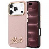 Husa MagSafe pentru Apple iPhone 18 Pro Max / 17 Pro Max, Karl Lagerfeld, Grained Resin Sign Logo, Roz
