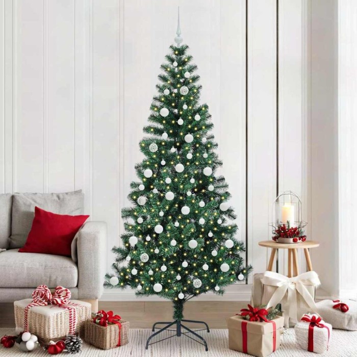 vidaXL Pom de Crăciun artificial pre-iluminat cu 300 LED Verde 210 cm 3396778