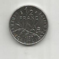 No(2) moneda-Franta 1/2 franc 1997