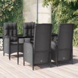 Set mobilier de gradina cu perne, 5 piese, negru, poliratan GartenMobel Dekor, vidaXL