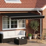 vidaXL Cort Electric Retractabil Negru 3 x 2,5 m Panou Solar Telecomanda Design Modern