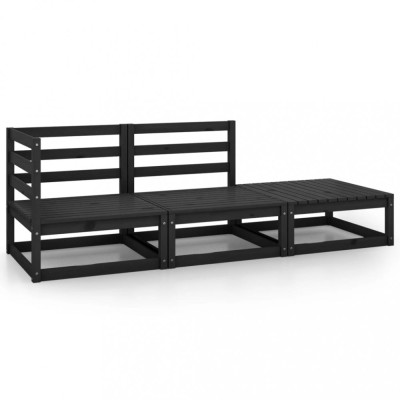 Gossi set mobilier de gradina, 3 piese, negru, lemn masiv de pin foto