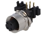 Conector M12 mamă 4 pini, 250V, unghi 90&deg;, IP65/IP67